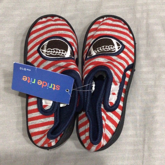 Stride Rite Red and White Striped Kids Slippers, size 9/10 - Picture 1 of 2